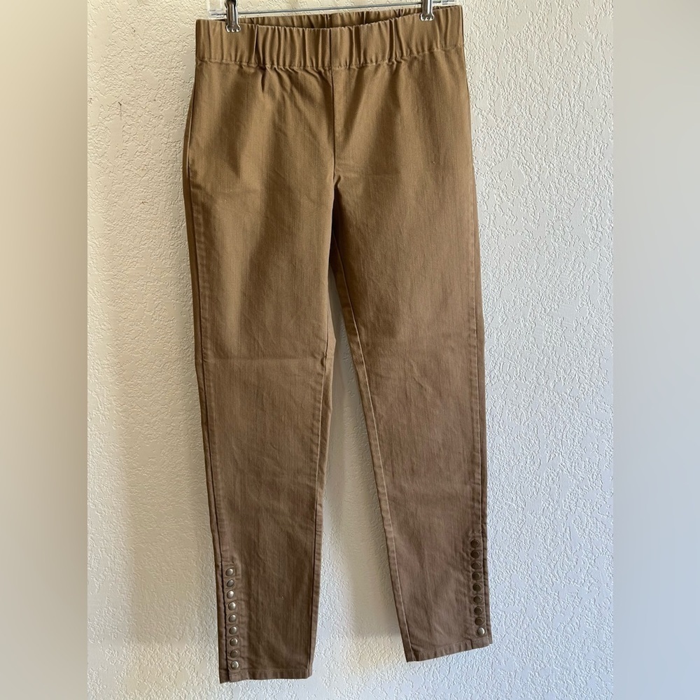 Soft Surroundings Metro Pullon Straight Leg Pants Brass Snaps Small